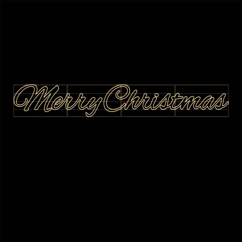 Giant Pre-Lit LED Fancy Merry Christmas 2D Wire Frame Decor