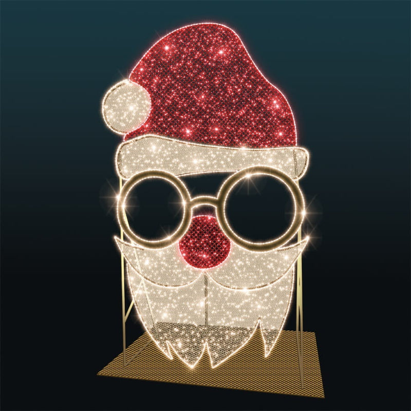 Retro Santa Christmas Photo Prop - LED Commercial Holiday Decor 2D Wire Frame Decor