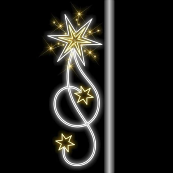 Giant Pre-Lit LED Scrolling Star Pole Mount 2D Wire Frame Decor