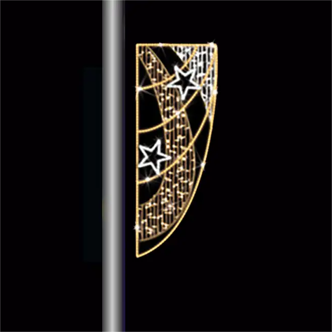 Giant Pre-Lit LED Star Flag Pole Mount 2D Wire Frame Decor