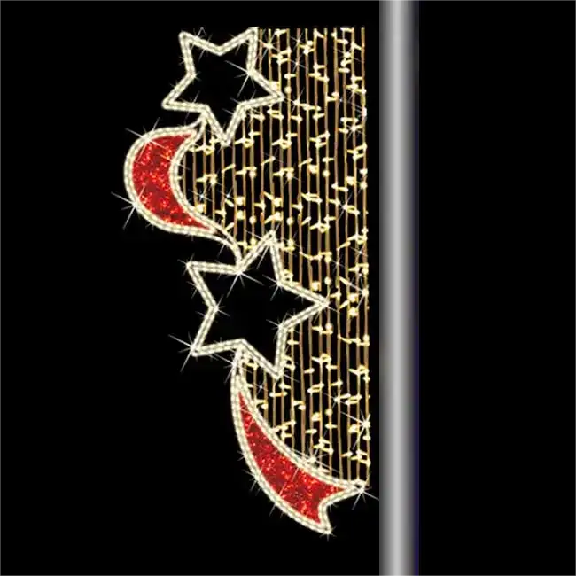 Giant Pre-Lit LED Star Pole Mount 2D Wire Frame Decor