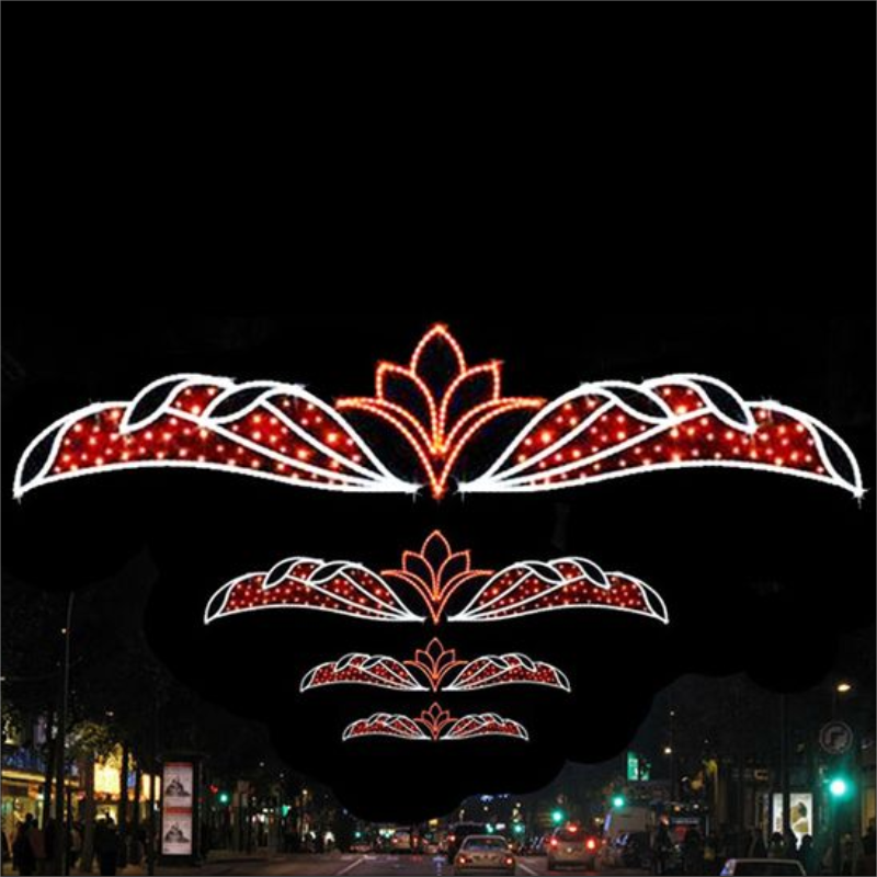 Giant Pre-Lit LED Lotus Flourish Overhang 2D Wire Frame Decor