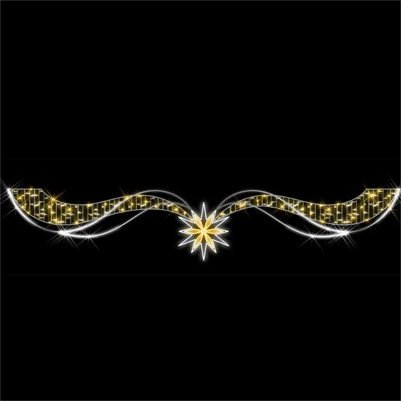 Giant Pre-Lit LED Snowflake Ribbon Overhang 2D Wire Frame Decor