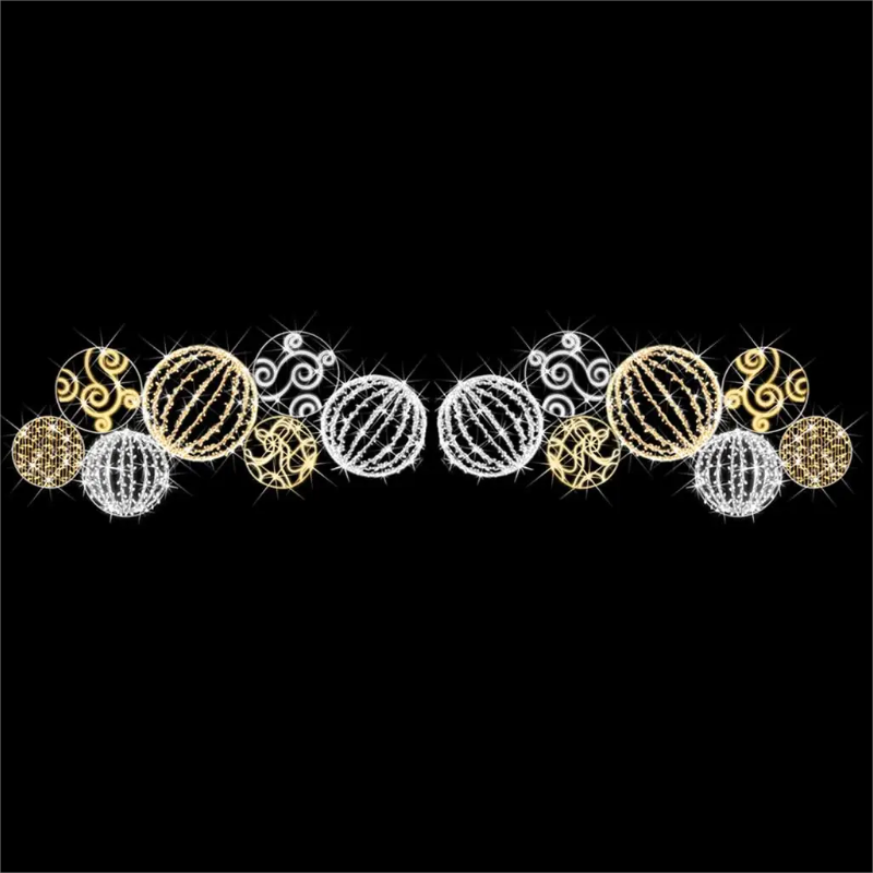 Giant Pre-Lit LED Ornament Overhang 2D Wire Frame Decor