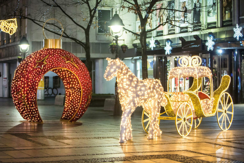Giant Pre-Lit LED Elegant Horse and Carraige