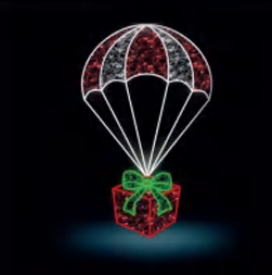 Pre-Lit LED Parachute Gift Box 2D Wire Frame Decor