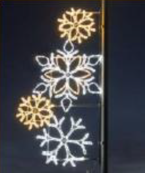 White Snowflakes Mount Pole 2D Wire Frame Decor